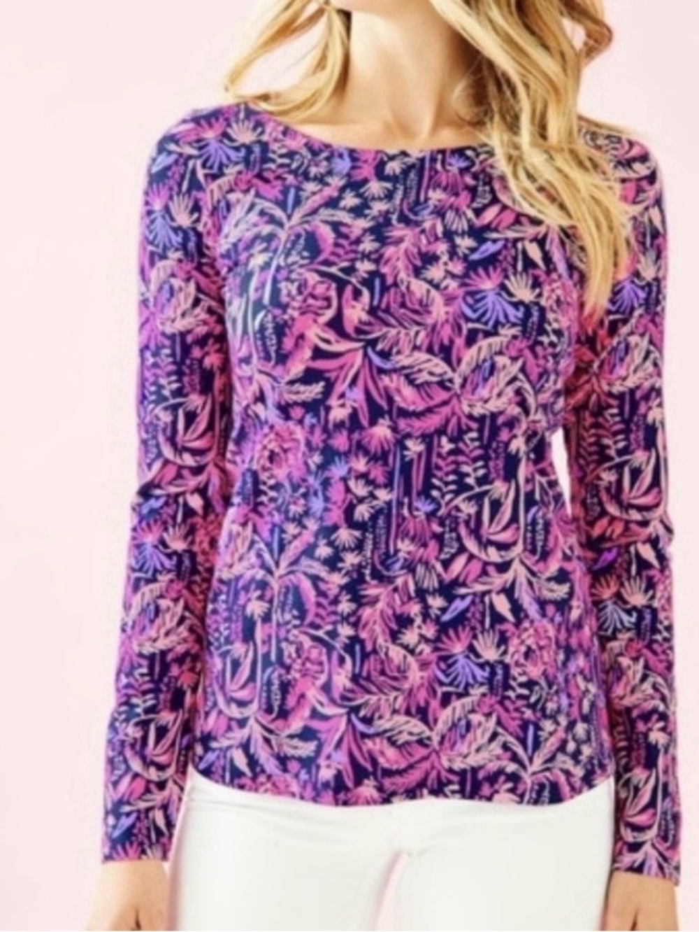 Lilly PulitzerFloral Long Sleeve Top - Pink and Blue